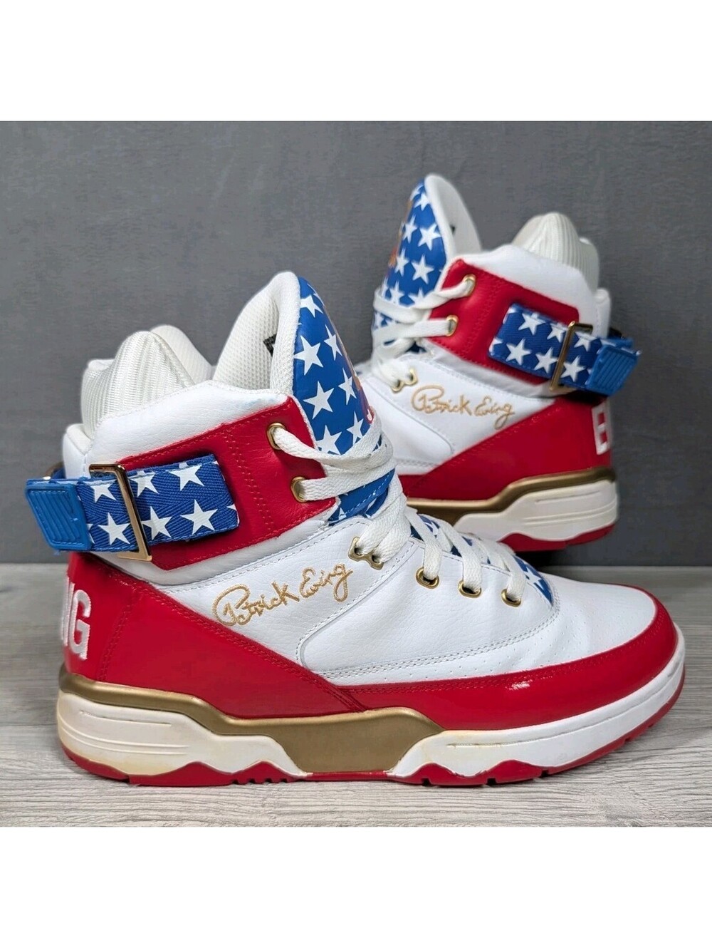 Ewing Athletics Mens 12 White Red Blue 33 Hi 4th Of July Basketball Shoes OG Box